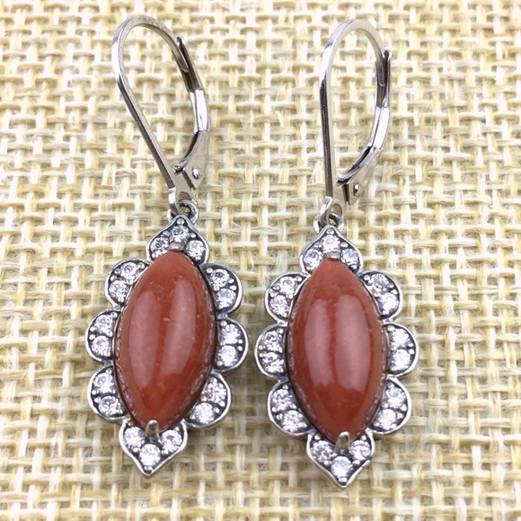 Goldstone Sandstone & Crystal Sterling Silver Earrings JOY - Picture 6 of 8